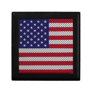American Flag on Carbon Fibre Style Print Gift Box
