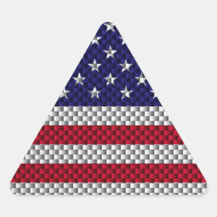 American Flag on Carbon Fibre Style Print Triangle Sticker
