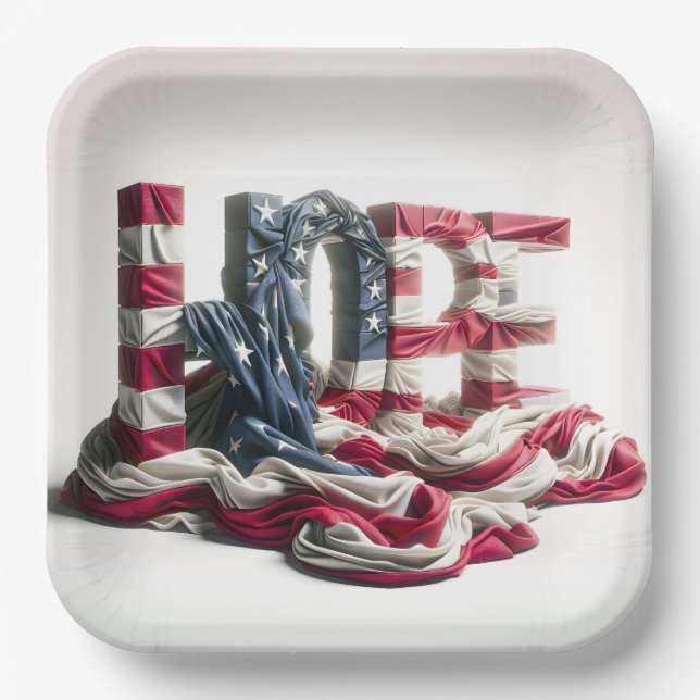 American Flag On HOPE Paper Plate (Front)