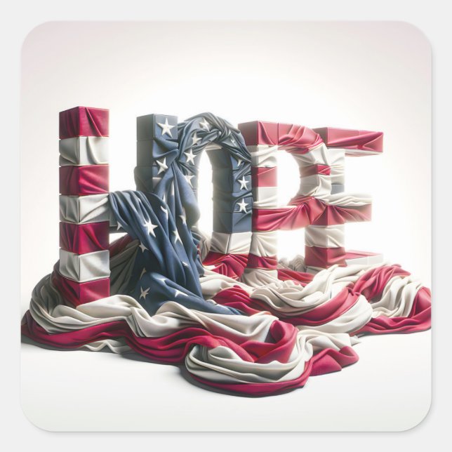 American Flag On HOPE Square Sticker (Front)