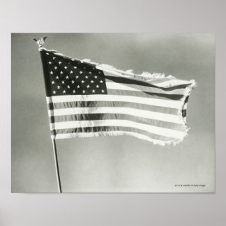 American flag on mast poster