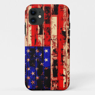 American Flag on old brick wall iPhone 11 Case
