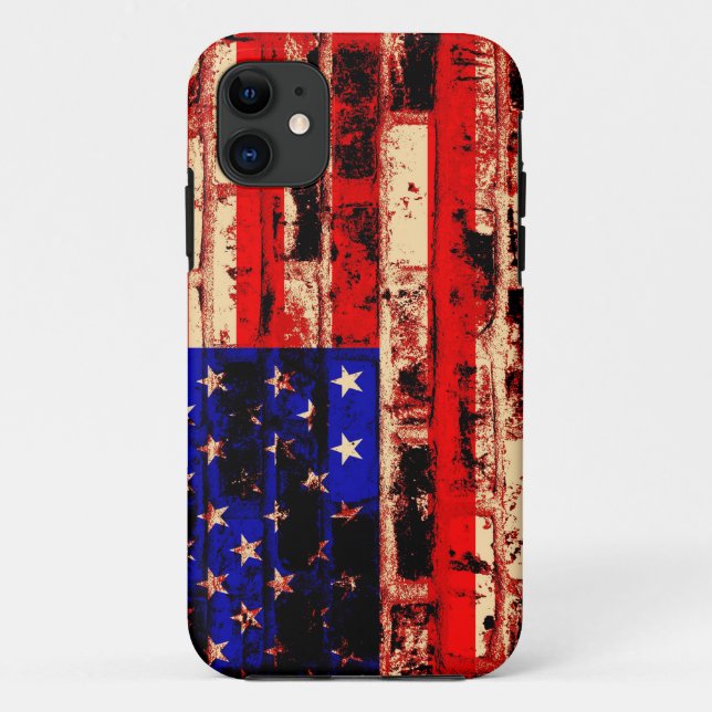 American Flag on old brick wall Case-Mate iPhone Case (Back)