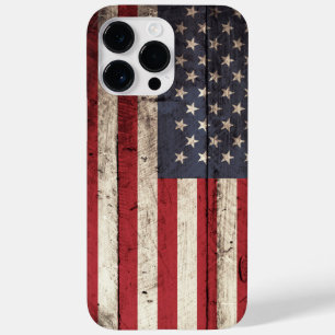 American Flag on Old Wood Grain Case-Mate iPhone 14 Pro Max Case