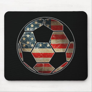 American Flag on Soccer Ball - Soccer Ball Flag Mouse Mat