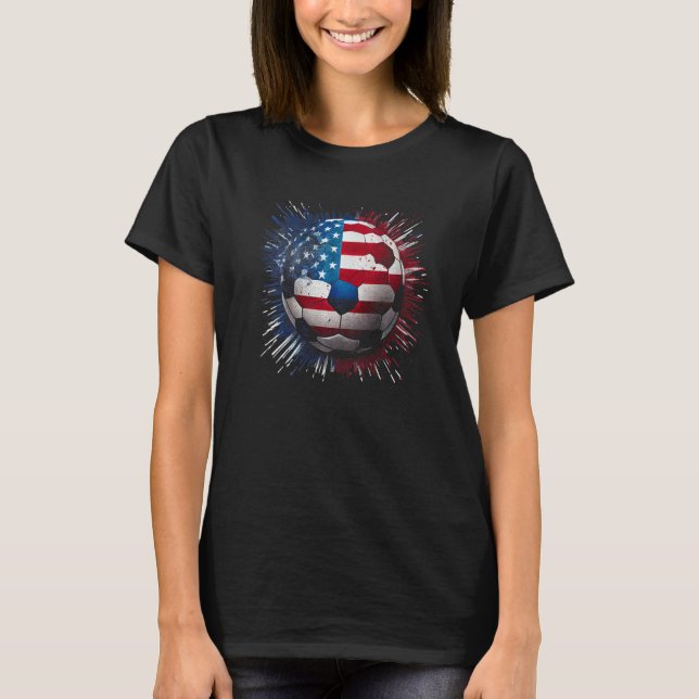 American Flag on Soccer Ball Soccer Ball Flag Prem T-Shirt (Front)