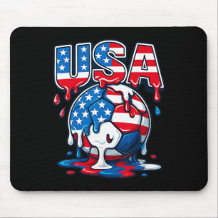 American Flag On Soccer Byll Drip Style Men Women Mouse Mat