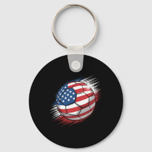 American Flag On Soccer Ll _1 Key Ring