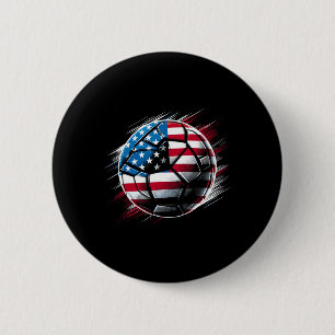 American Flag On Soccer Ll 6 Cm Round Badge