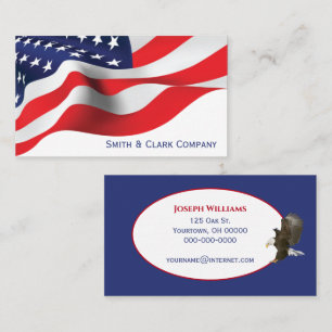 American Flag on White Business Card