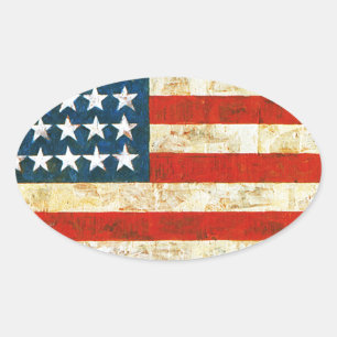 American Flag Oval Sticker