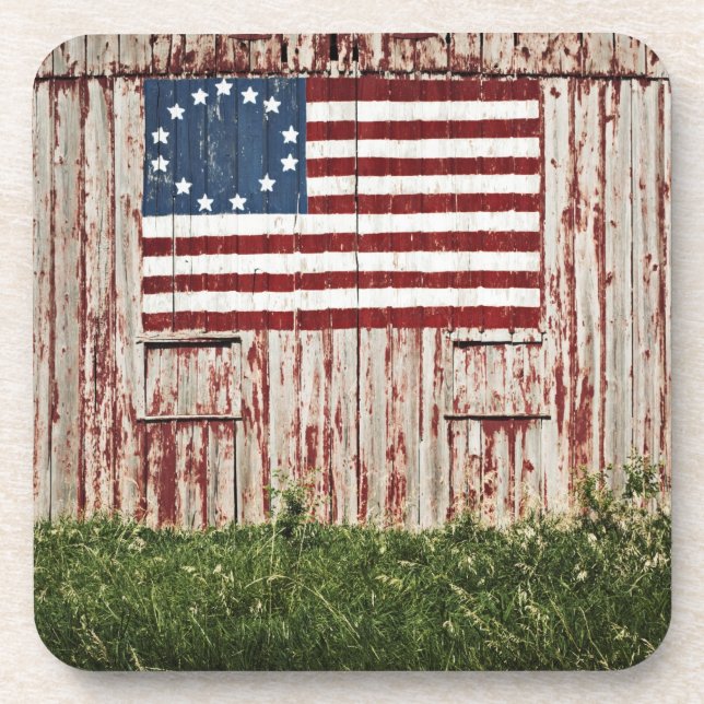 American flag painted on barn coaster (Front)