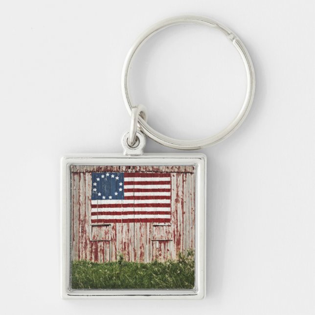 American flag painted on barn key ring (Front)