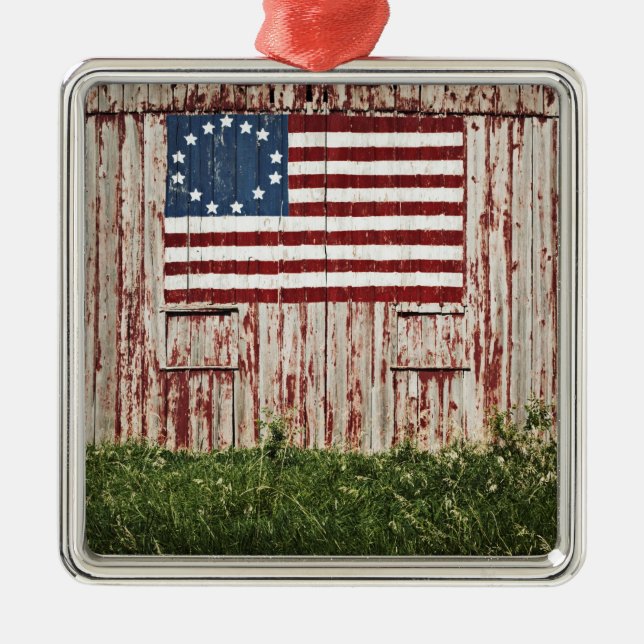American flag painted on barn metal tree decoration (Front)