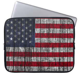 American flag painted on fence background.4th, abs laptop sleeve