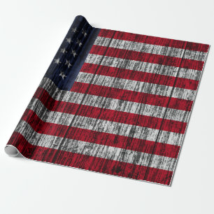 American flag painted on fence background.4th, abs wrapping paper