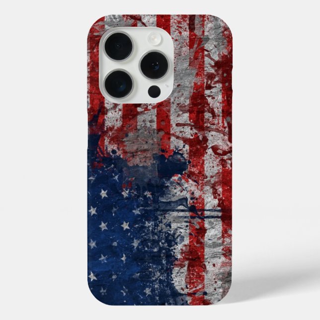 American Flag Painted on Grunge Wall Case-Mate iPhone Case (Back)