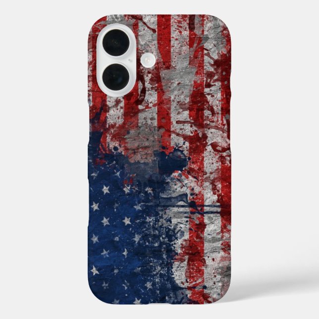 American Flag Painted on Grunge Wall Case-Mate iPhone Case (Back)