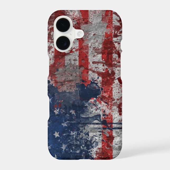 American Flag Painted on Grunge Wall iPhone Case (Back)
