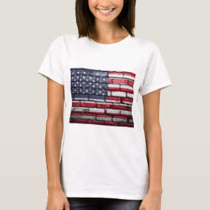 American flag painting on a brick wall T-Shirt
