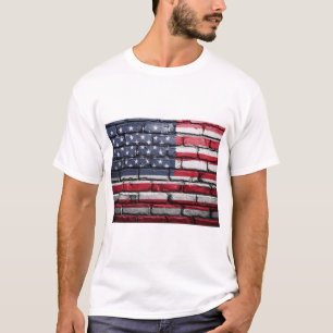 American flag painting on a brick wall T-Shirt