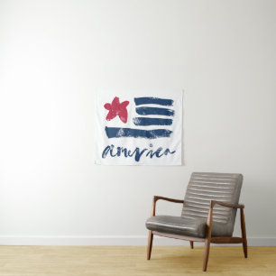 American Flag Paintstrokes Tapestry