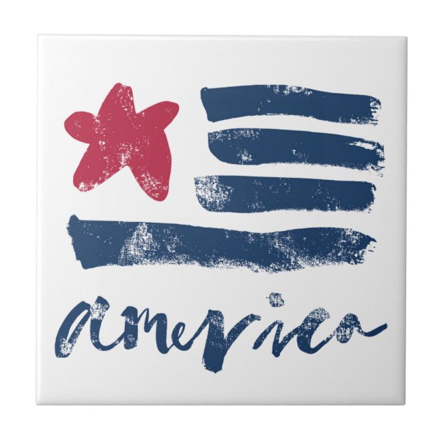 American Flag Paintstrokes Tile (Front)