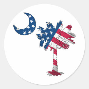 American Flag Palmetto Classic Round Sticker