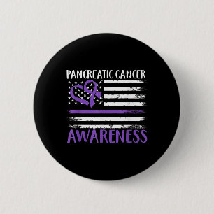 American Flag Pancreatic Cancer Awareness  6 Cm Round Badge