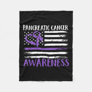 American Flag Pancreatic Cancer Awareness Fleece Blanket