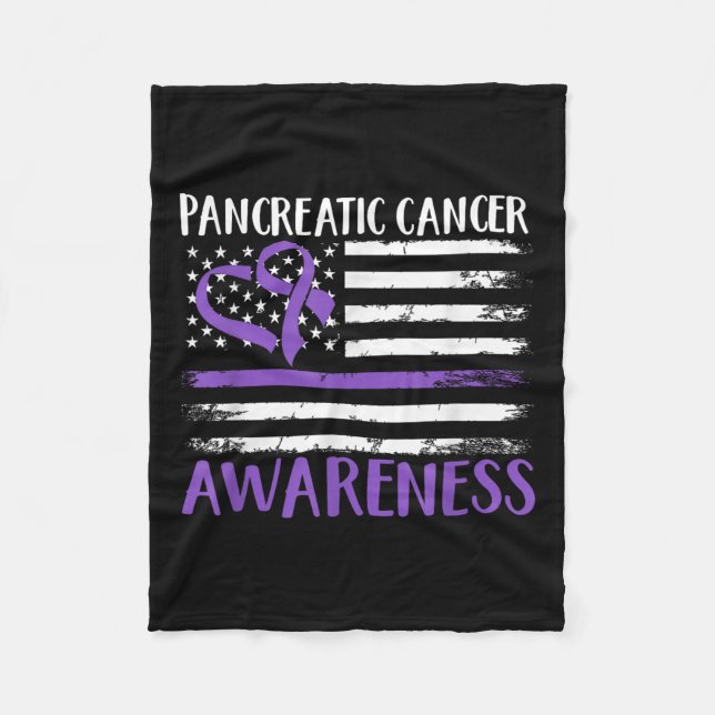 American Flag Pancreatic Cancer Awareness  Fleece Blanket (Front)