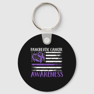 American Flag Pancreatic Cancer Awareness  Key Ring