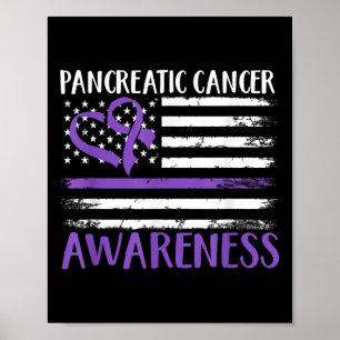 American Flag Pancreatic Cancer Awareness  Poster
