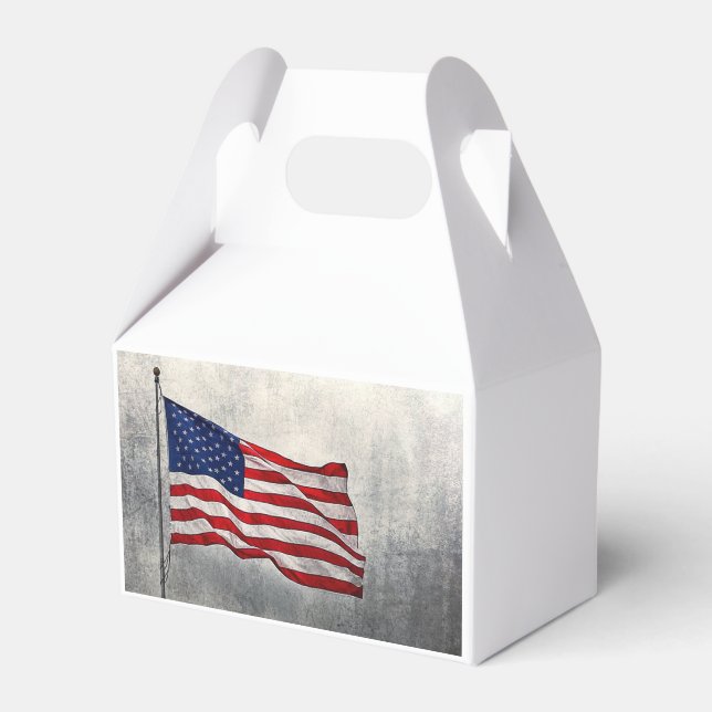 American Flag Paper Favour Box, Gable 4x2.5x5 Box (Front Side)