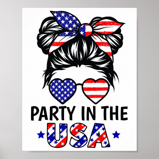 American Flag Party In Usa 4th July Patriotic Kids Poster (Front)