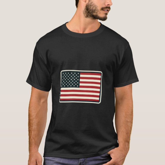 American Flag Patch Design T-Shirt (Front)