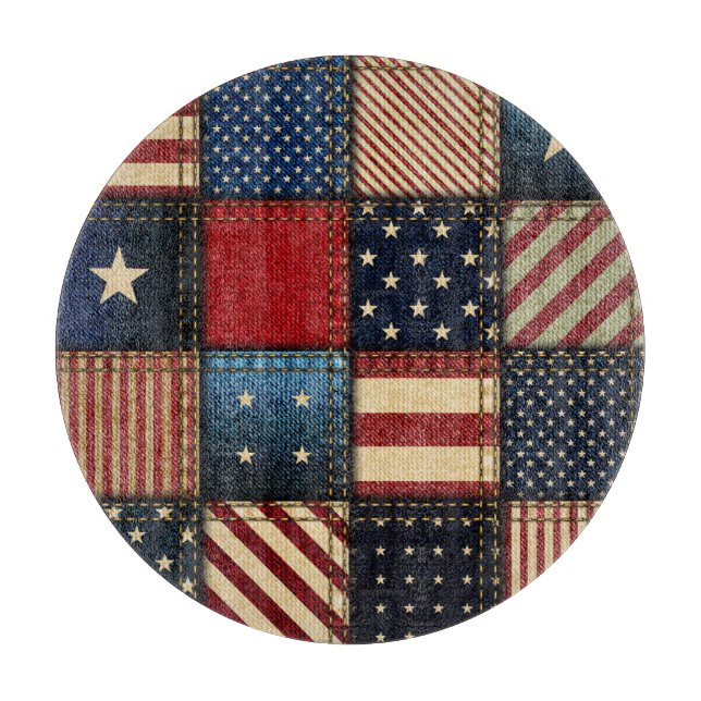 American Flag, Patchwork Seamless Pattern. Cutting Board (Front)