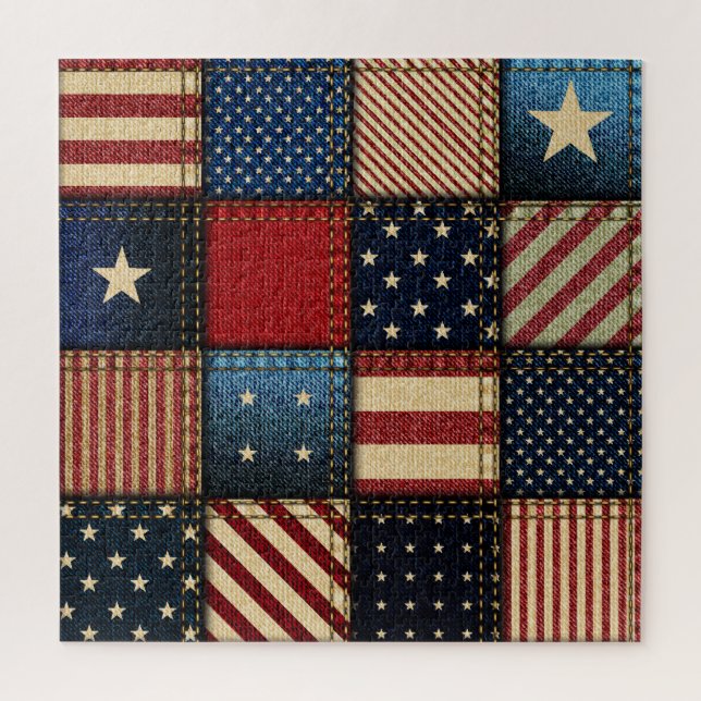 American Flag, Patchwork Seamless Pattern. Jigsaw Puzzle (Vertical)