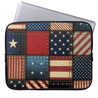 American Flag, Patchwork Seamless Pattern. Laptop Sleeve