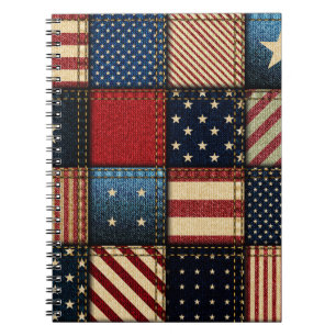 American Flag, Patchwork Seamless Pattern. Notebook