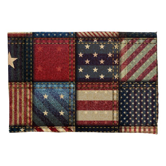 American Flag, Patchwork Seamless Pattern. Pillowcase (Front)