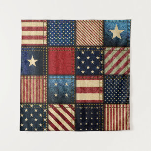 American Flag, Patchwork Seamless Pattern. Tapestry