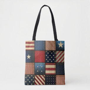 American Flag, Patchwork Seamless Pattern. Tote Bag