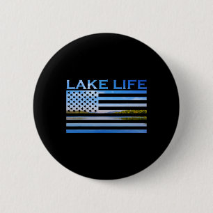 American Flag Patriot Fishing At The Lake This Is  6 Cm Round Badge