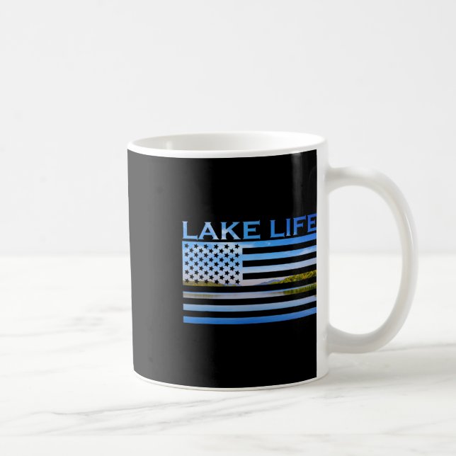American Flag Patriot Fishing At The Lake This Is  Coffee Mug (Right)