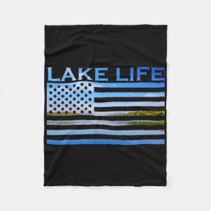 American Flag Patriot Fishing At The Lake This Is Fleece Blanket