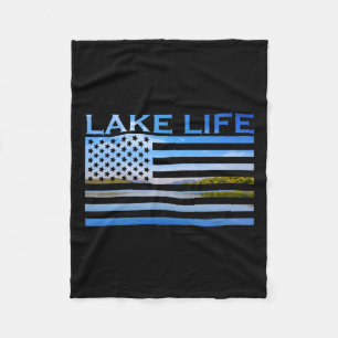 American Flag Patriot Fishing At The Lake This Is  Fleece Blanket