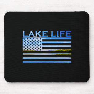 American Flag Patriot Fishing At The Lake This Is Mouse Mat