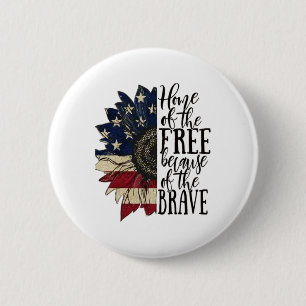 American Flag Patriot Home Of The Free Because Of 6 Cm Round Badge