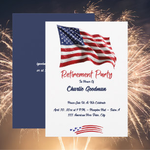 American Flag Patriot Retirement Party  Invitation